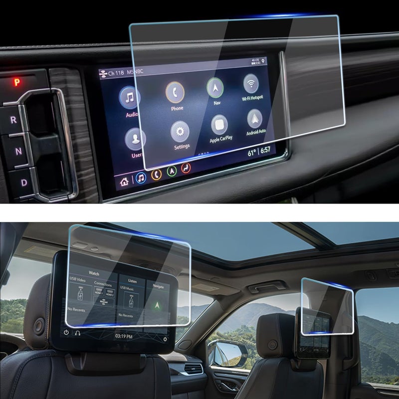 VIAROOM 3 Pack Screen Protector For GMC Yukon Denali 2021-2024,10.2" Infotainment Screen + 12.6" Rear Screen Tempered Glass Film For Yukon Denali 2024 2023 2022 Accessories - Image 1